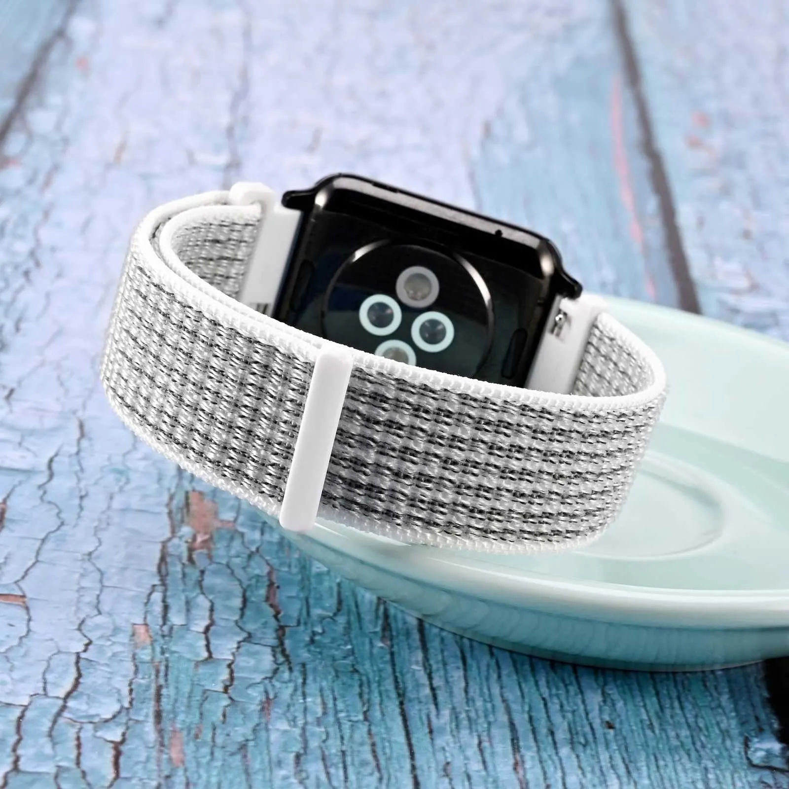 WOCCI Sportivo Cinturino in Nylon 22mm a Sgancio Rapido (Bianco/Grigio) - immagine 7