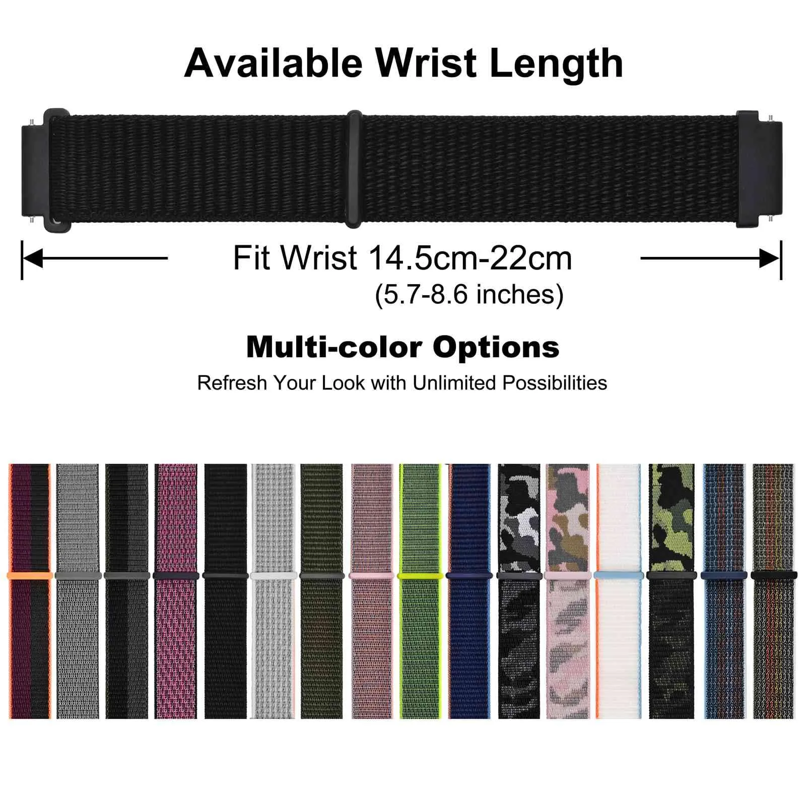 WOCCI Sportivo Cinturino in Nylon 24mm a Sgancio Rapido - Nero - immagine 6