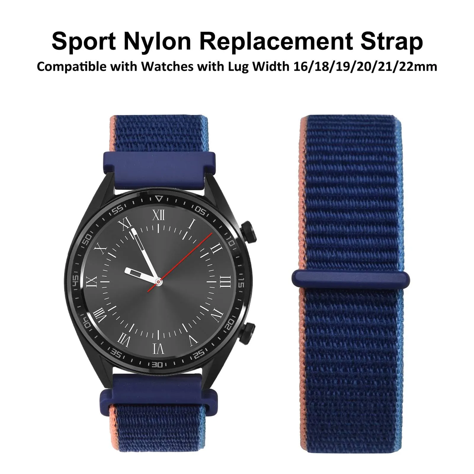 WOCCI Sportivo Cinturino in Nylon 20mm a Sgancio Rapido (Blu Navy) - immagine 8