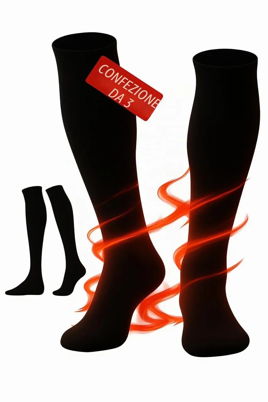 DREAM SOCKS Calze in Pile Termiche Invernali da Sci, 3 Paia Nero, 35-40 - immagine 2