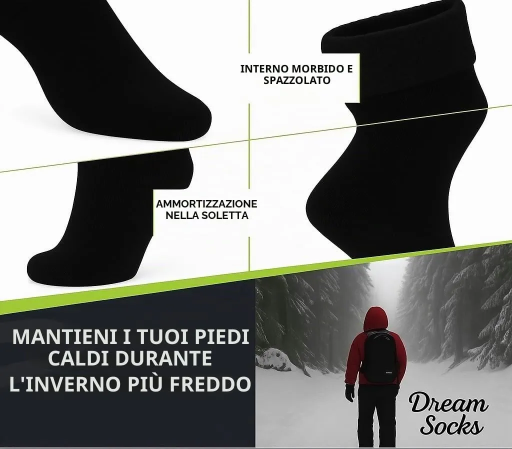 DREAM SOCKS Calze in Pile Termiche Invernali da Sci, 3 Paia Nero, 35-40 - immagine 6