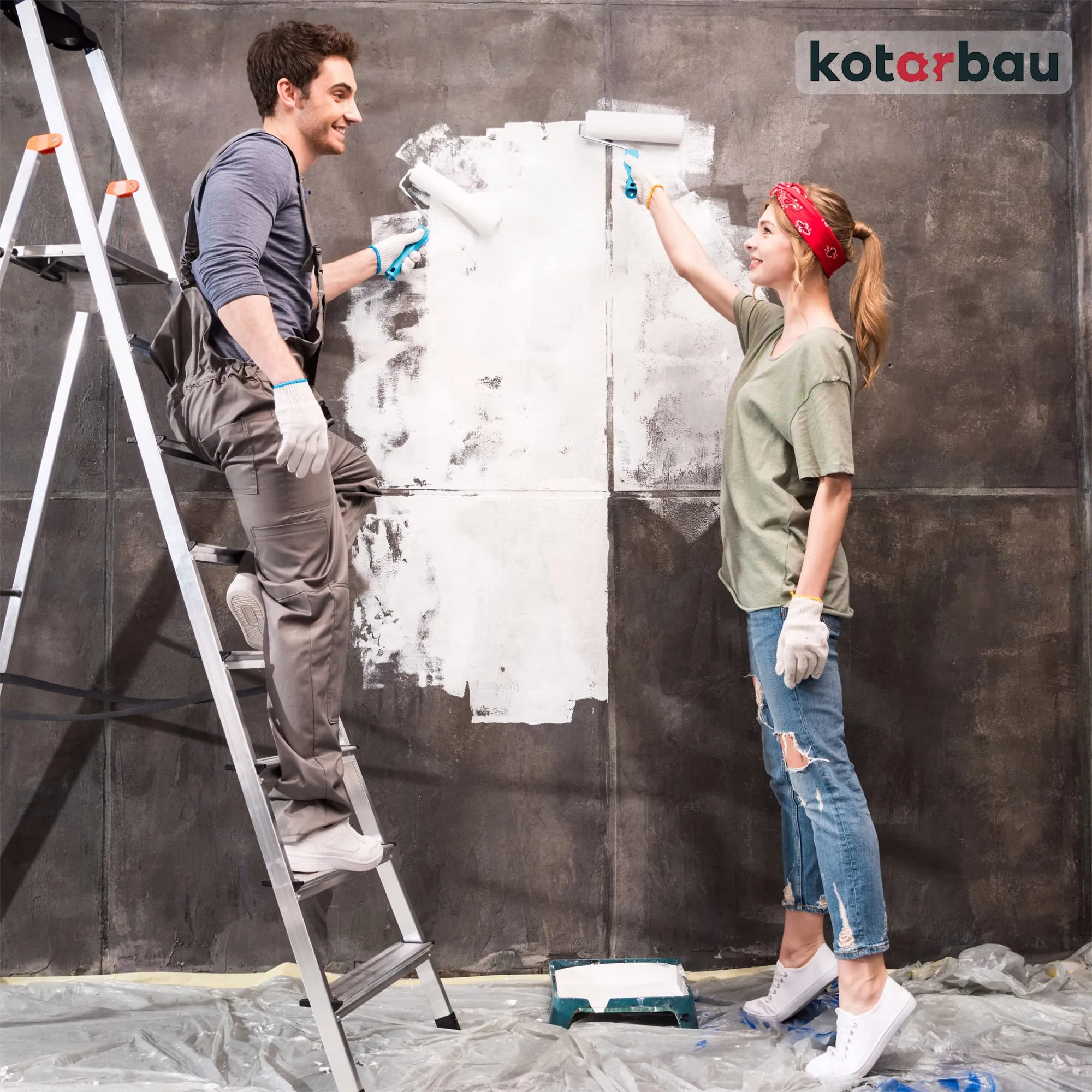 KOTARBAU Set di 48 Teli Copritutto per Imbianchino, Polietilene, 4 x 5 m, Trasparente - immagine 8