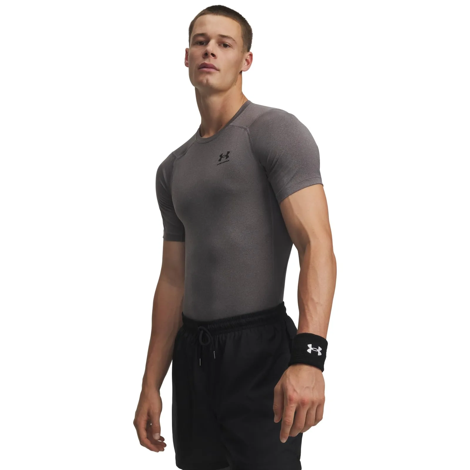 Under Armour Men's Heatgear Compression Shirt - Carbon Heather/Black, XL - immagine 2