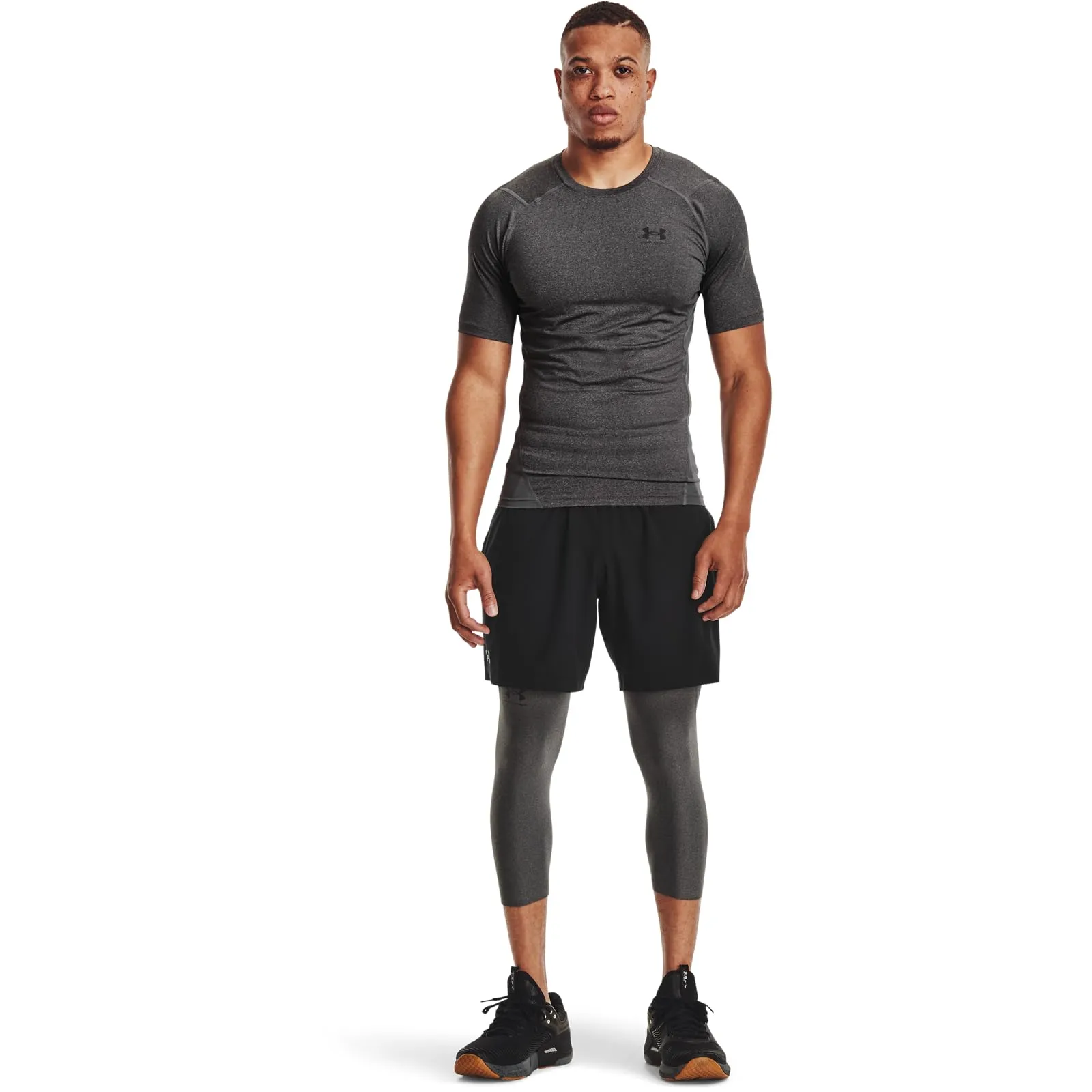 Under Armour Men's Heatgear Compression Shirt - Carbon Heather/Black, XL - immagine 5