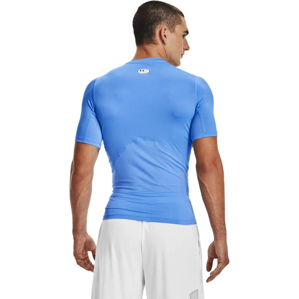 Under Armour HeatGear Maglietta a Maniche Corte a Compressione da Uomo - Blu Carolina (475)/Bianco, 3XL - immagine 2