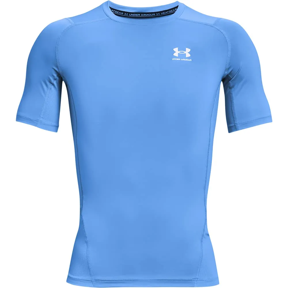 Under Armour HeatGear Maglietta a Maniche Corte a Compressione da Uomo - Blu Carolina (475)/Bianco, 3XL - immagine 5
