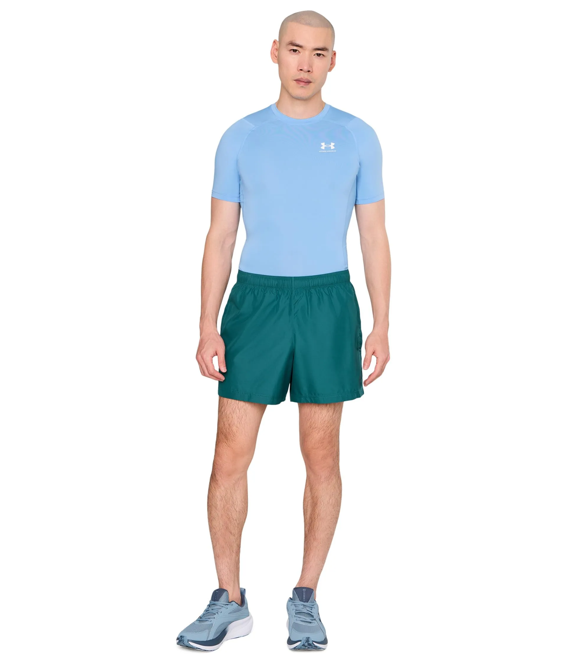 Under Armour HeatGear Compression Short Sleeve T-Shirt for Men - Carolina Blue/White - immagine 2