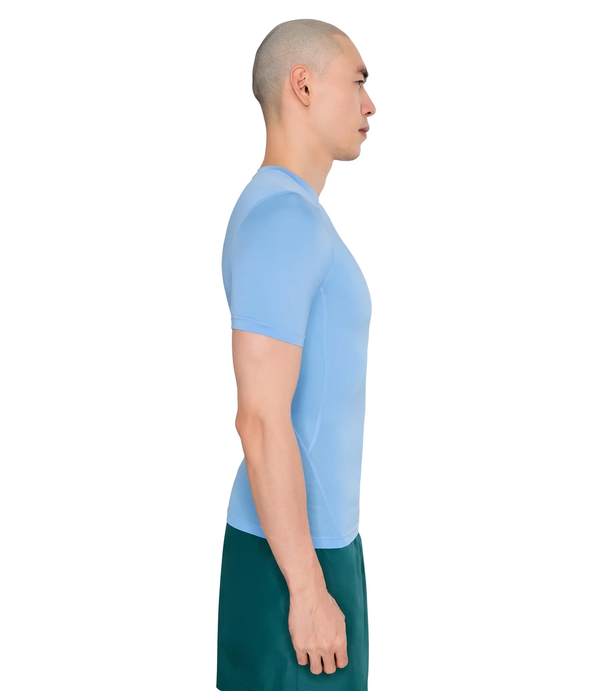 Under Armour HeatGear Compression Short Sleeve T-Shirt for Men - Carolina Blue/White - XL - immagine 3