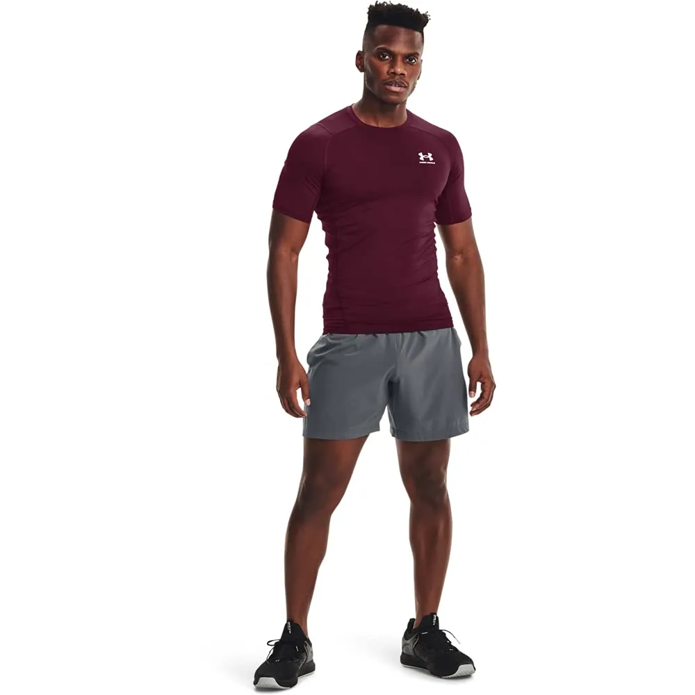 Under Armour HeatGear Compression Short Sleeve T-Shirt for Men - Brown/White - XXL - immagine 3