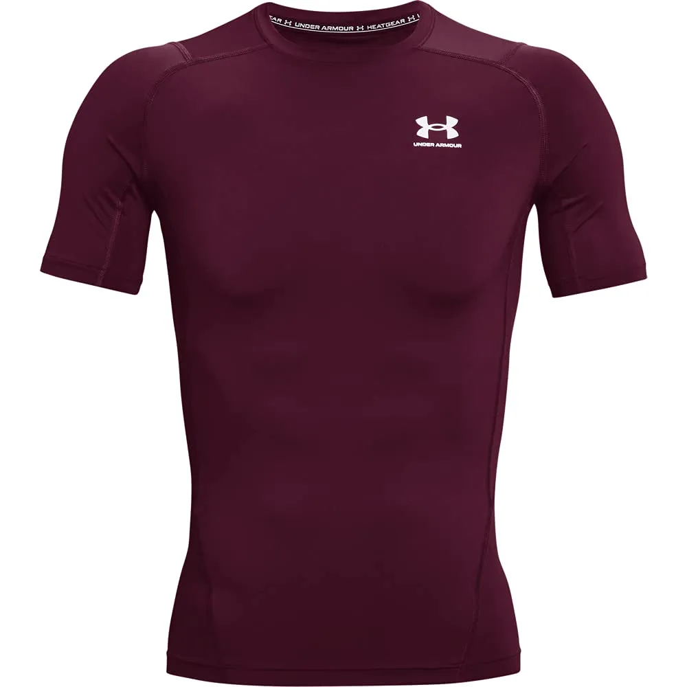 Under Armour HeatGear Compression Short Sleeve T-Shirt for Men - Brown/White - XXL - immagine 5