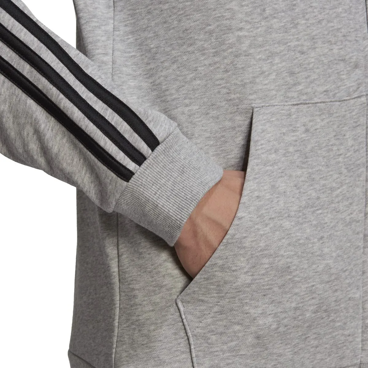 adidas Men's Standard Essentials French Terry 3-Stripes Full-Zip Hoodie, Medium Grey Heather/Black, XX-Large - immagine 4