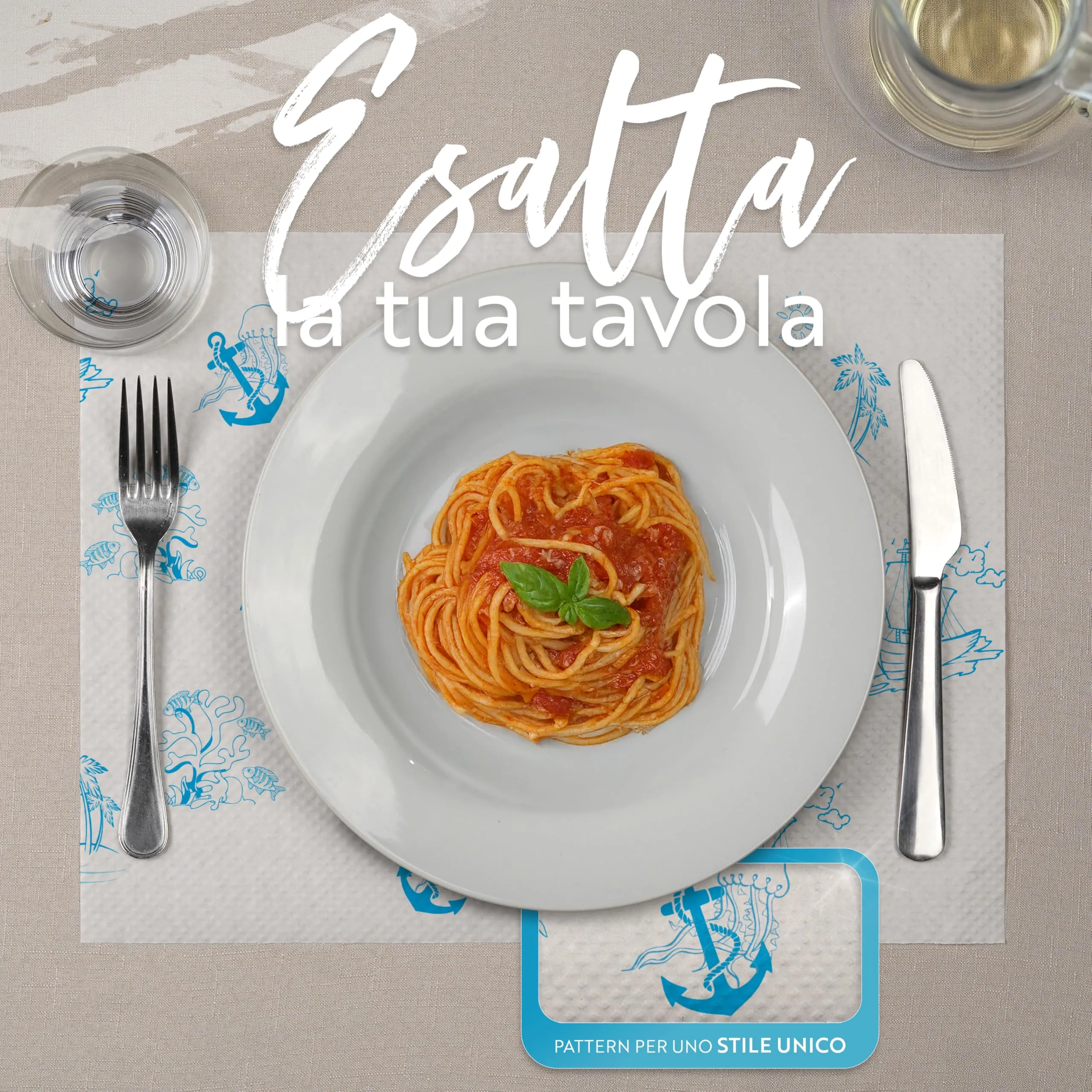 GIORDANO Cart Tovagliette in Carta Kraft Bianca Goffrata Stile Oasi Marina, 500 pezzi - immagine 3