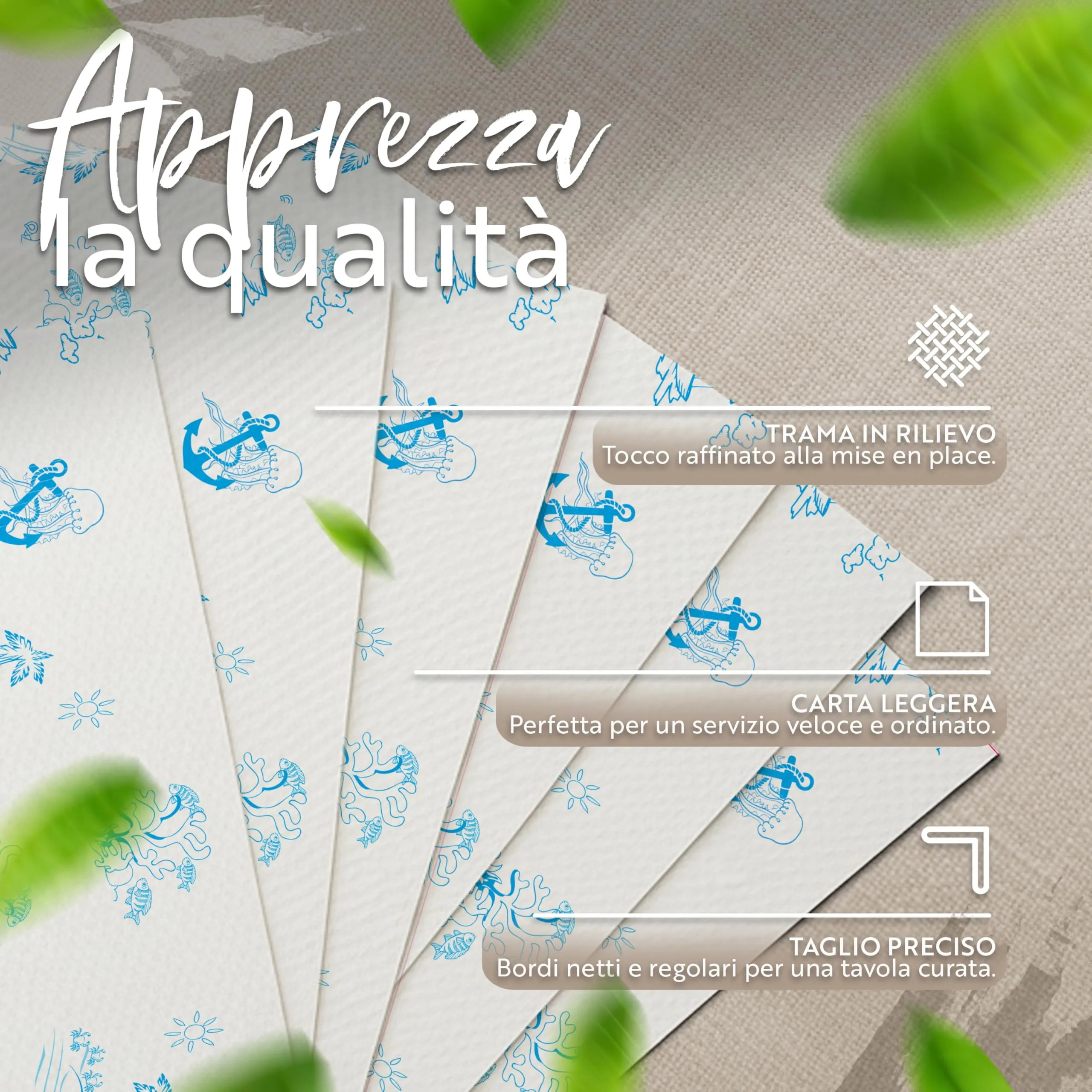 GIORDANO Cart Tovagliette in Carta Kraft Bianca Goffrata Stile Oasi Marina, 500 pezzi - immagine 4