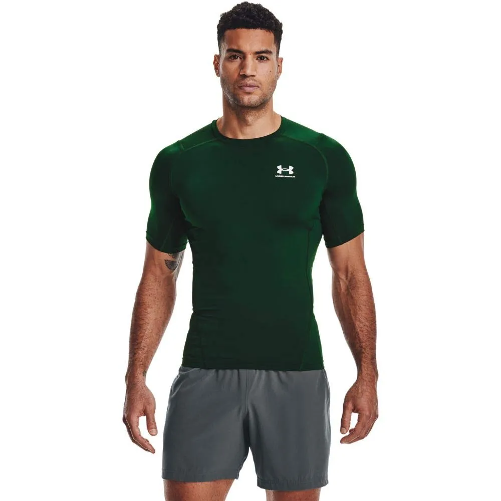 Under Armour HeatGear Compression Short Sleeve T-Shirt - Verde Bosco/Bianco - XXL - immagine 1