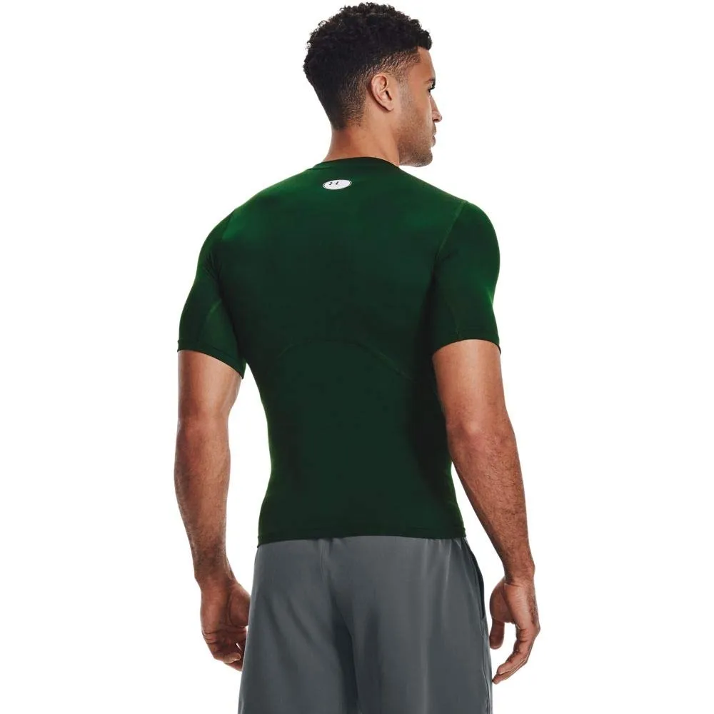 Under Armour HeatGear Compression Short Sleeve T-Shirt - Verde Bosco/Bianco - XXL - immagine 2