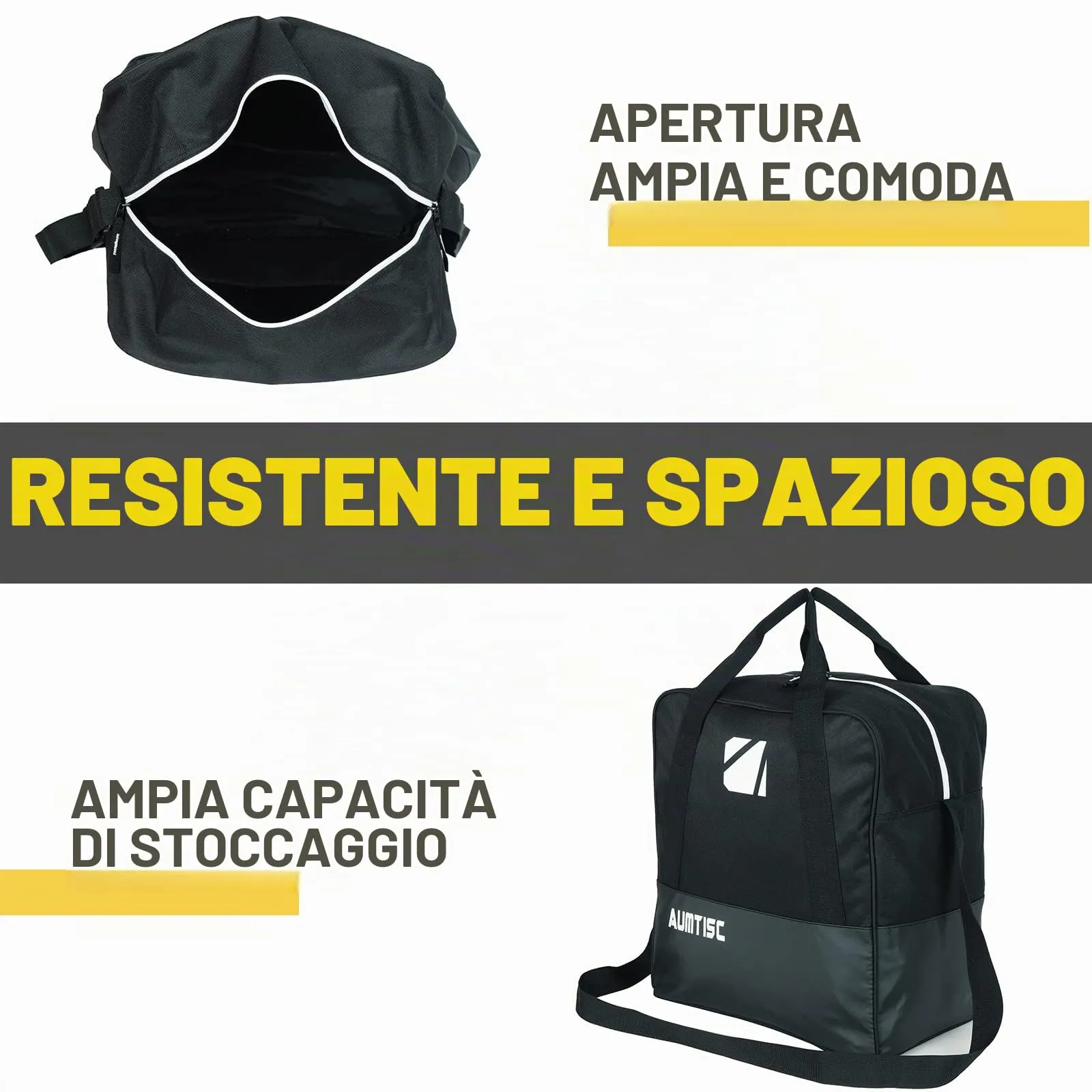 AUMTISC Borsa da Sci e Scarponi Imbottita, Lunghezza Regolabile fino a 200 cm, Nero - immagine 6