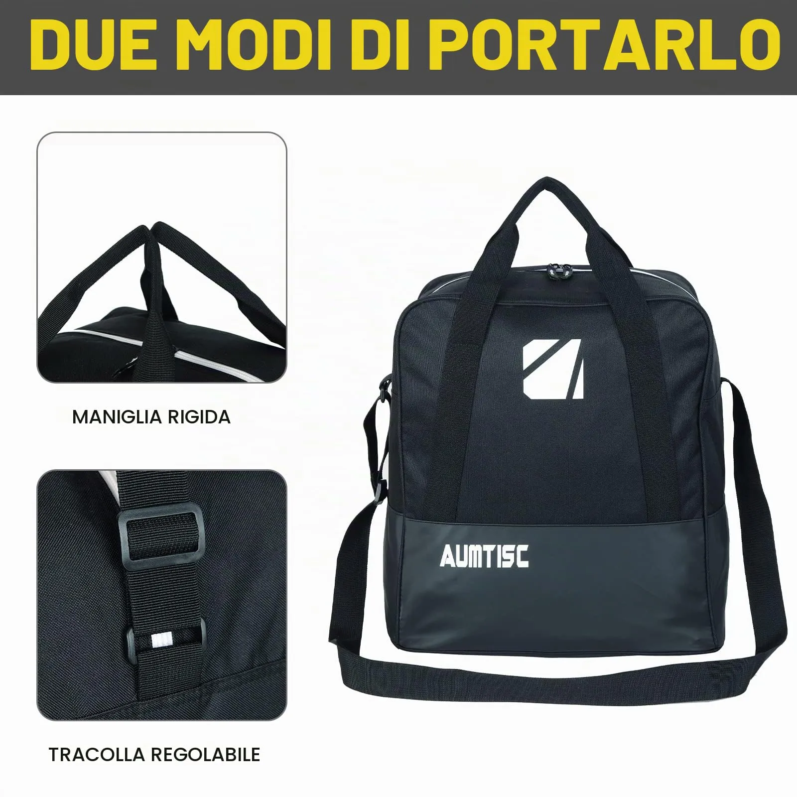AUMTISC Borsa da Sci e Scarponi Imbottita, Lunghezza Regolabile fino a 200 cm, Nero - immagine 7