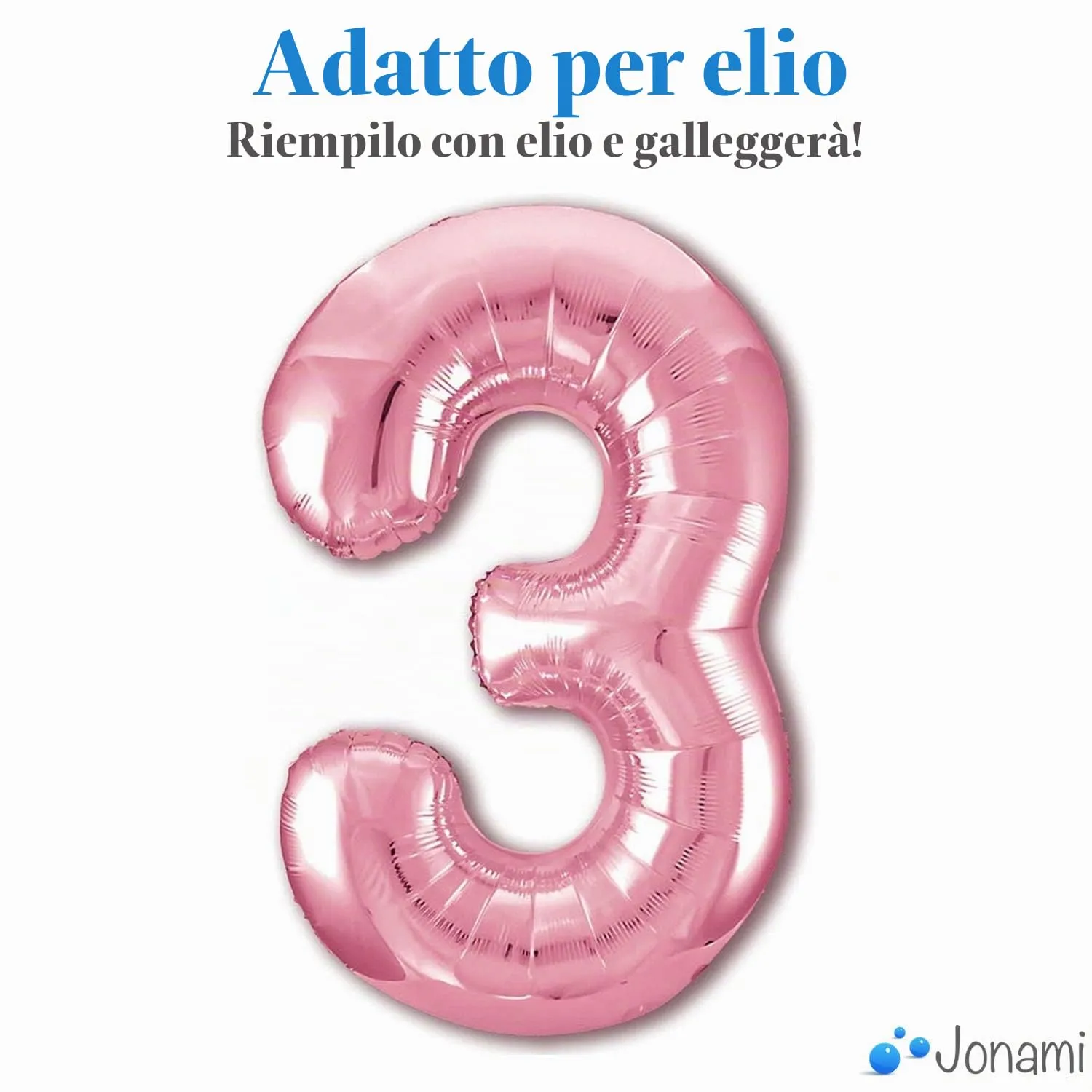Jonami Palloncino Numero 3 Gigante Rosa 100 cm - immagine 3