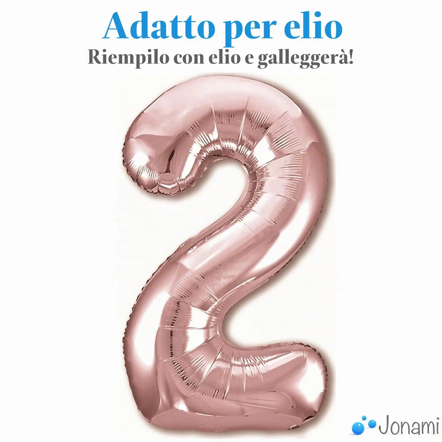 Jonami Palloncino Numero 2 Gigante Rosa Oro, 100 cm - immagine 3
