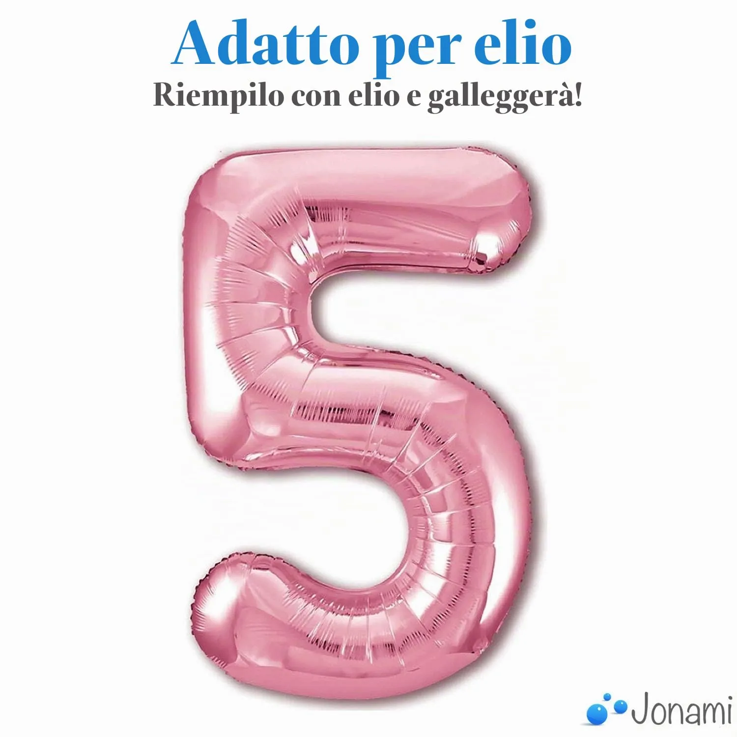 Jonami Palloncino Numero 5 Gigante Rosa, 100 cm - immagine 3