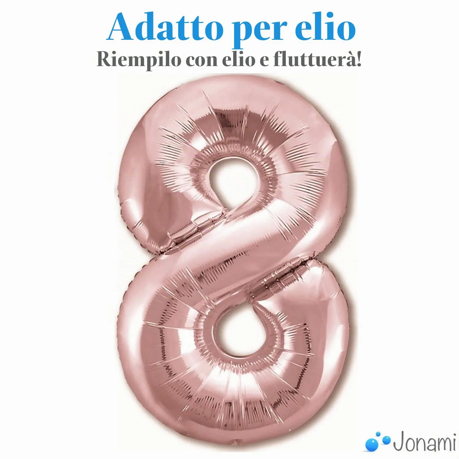 Jonami Palloncino Numero 8 Gigante Rosa Oro, 100 cm - immagine 3
