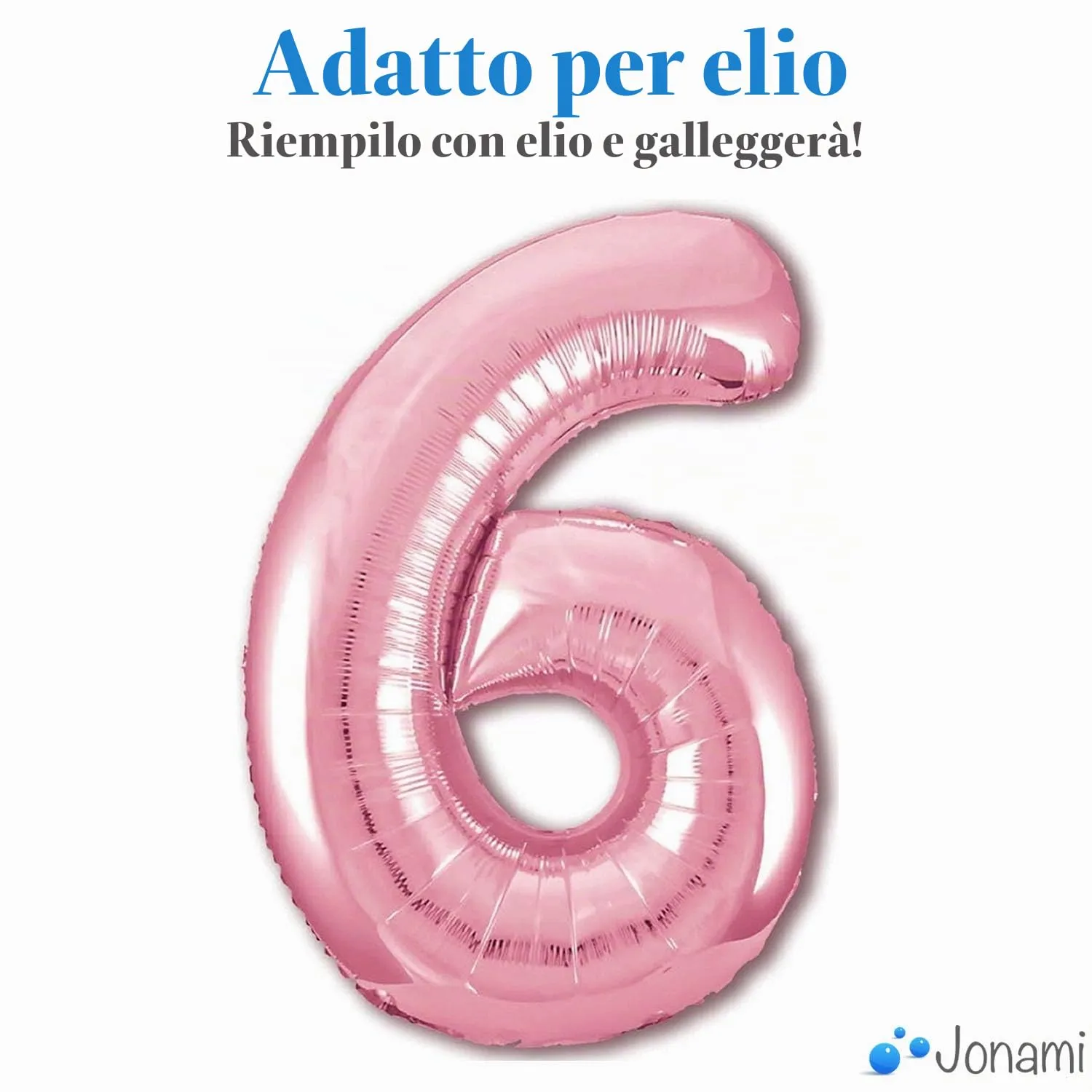 Jonami Palloncino Numero 6 Gigante Rosa, 100 cm - immagine 3