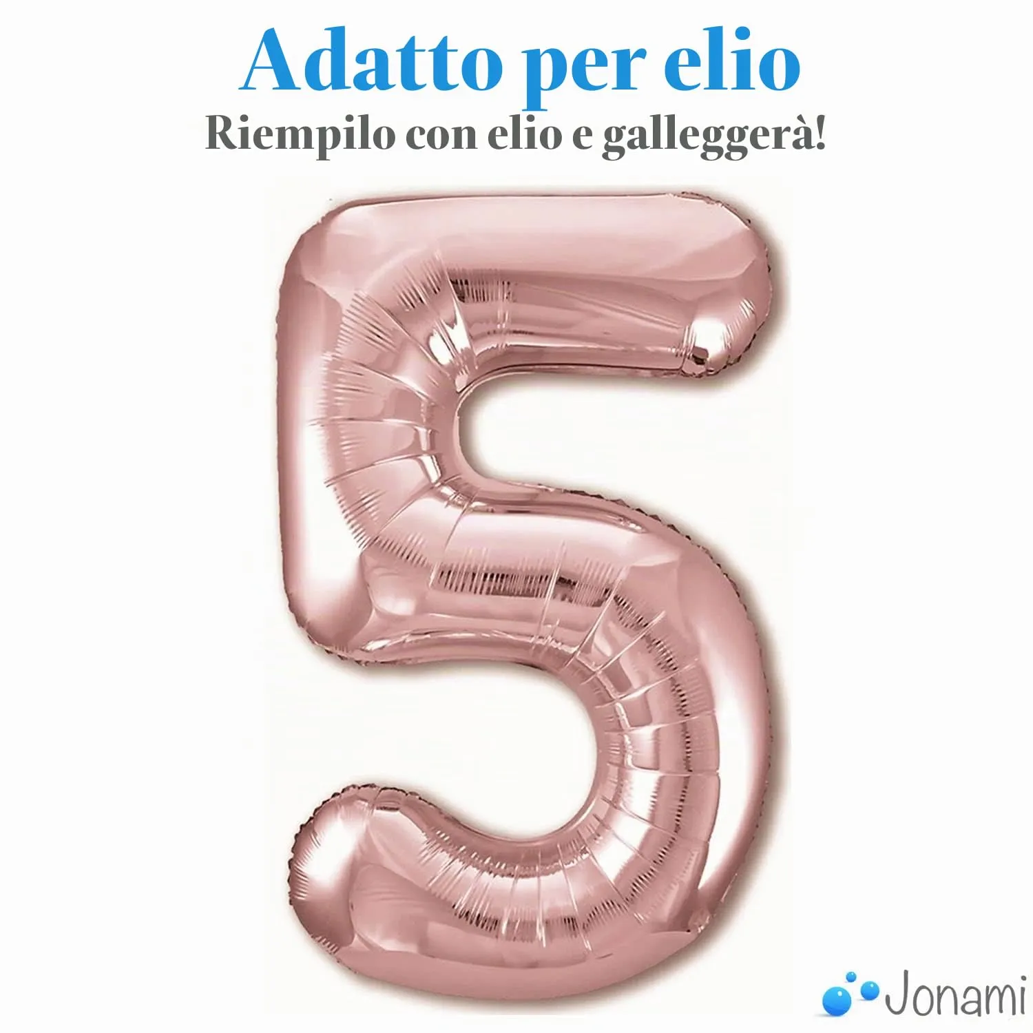 Jonami Palloncino Numero 5 Gigante Rosa Oro, 100 cm - immagine 3