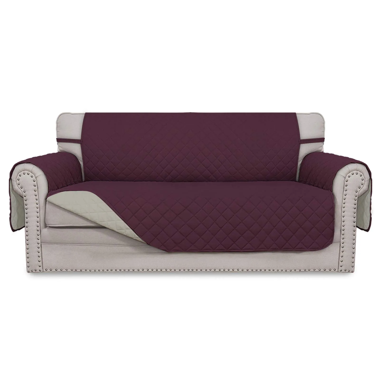 Easy-Going Copridivano Reversibile con 2 Cuscini, Vinaccia/Beige, 54'' - immagine 1