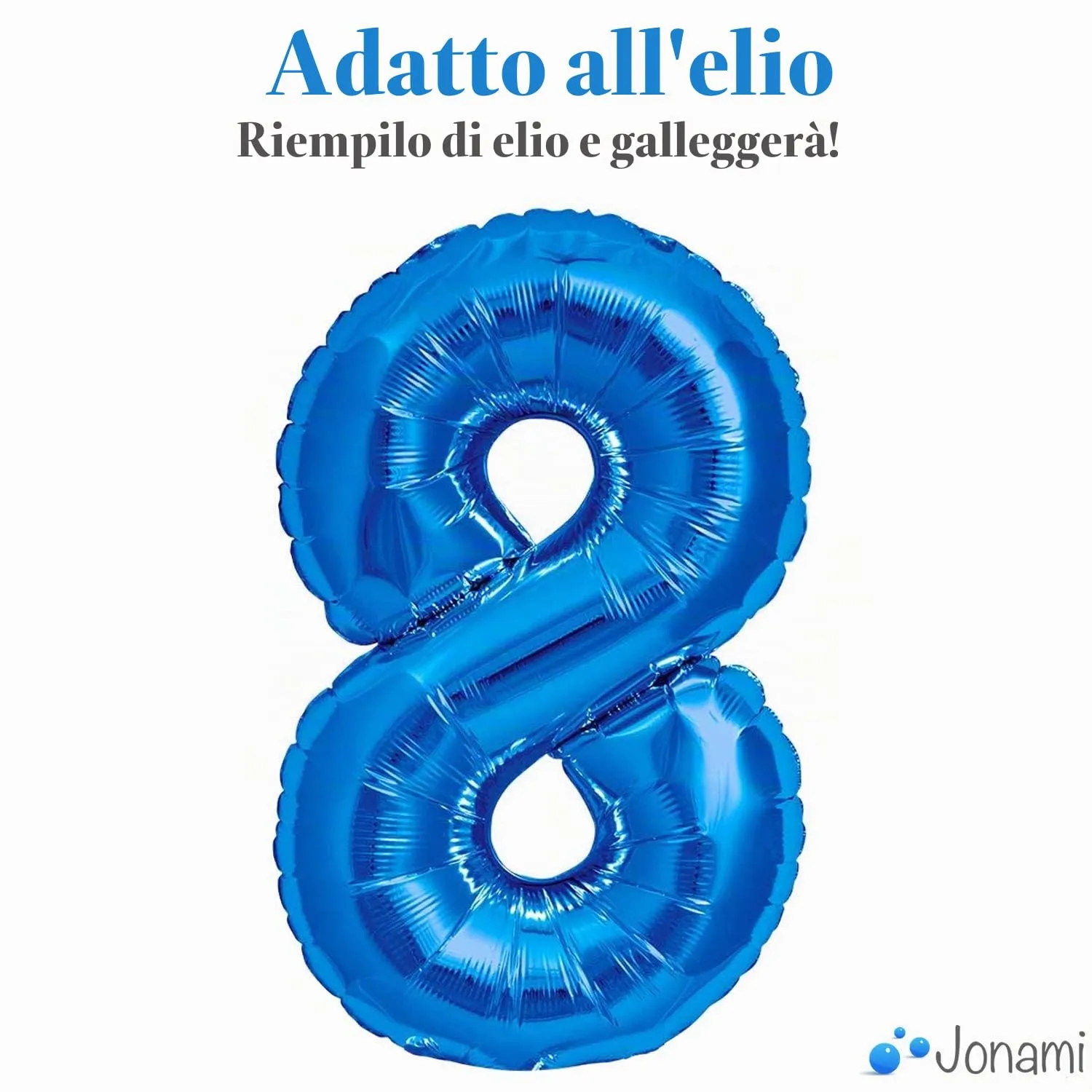 Jonami Palloncino Numero 8 Gigante Blu, 100 cm - immagine 3