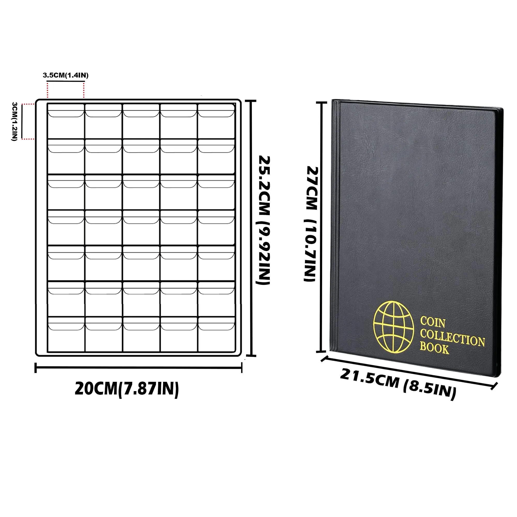Uncle Paul Album per Monete, 350 tasche, 30x35mm, Nero Classico, CS0235BK - immagine 2