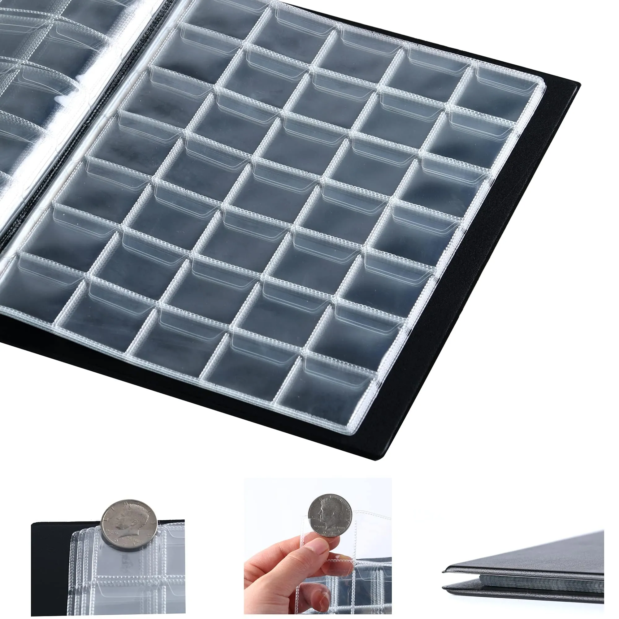 Uncle Paul Album per Monete, 350 tasche, 30x35mm, Nero Classico, CS0235BK - immagine 3