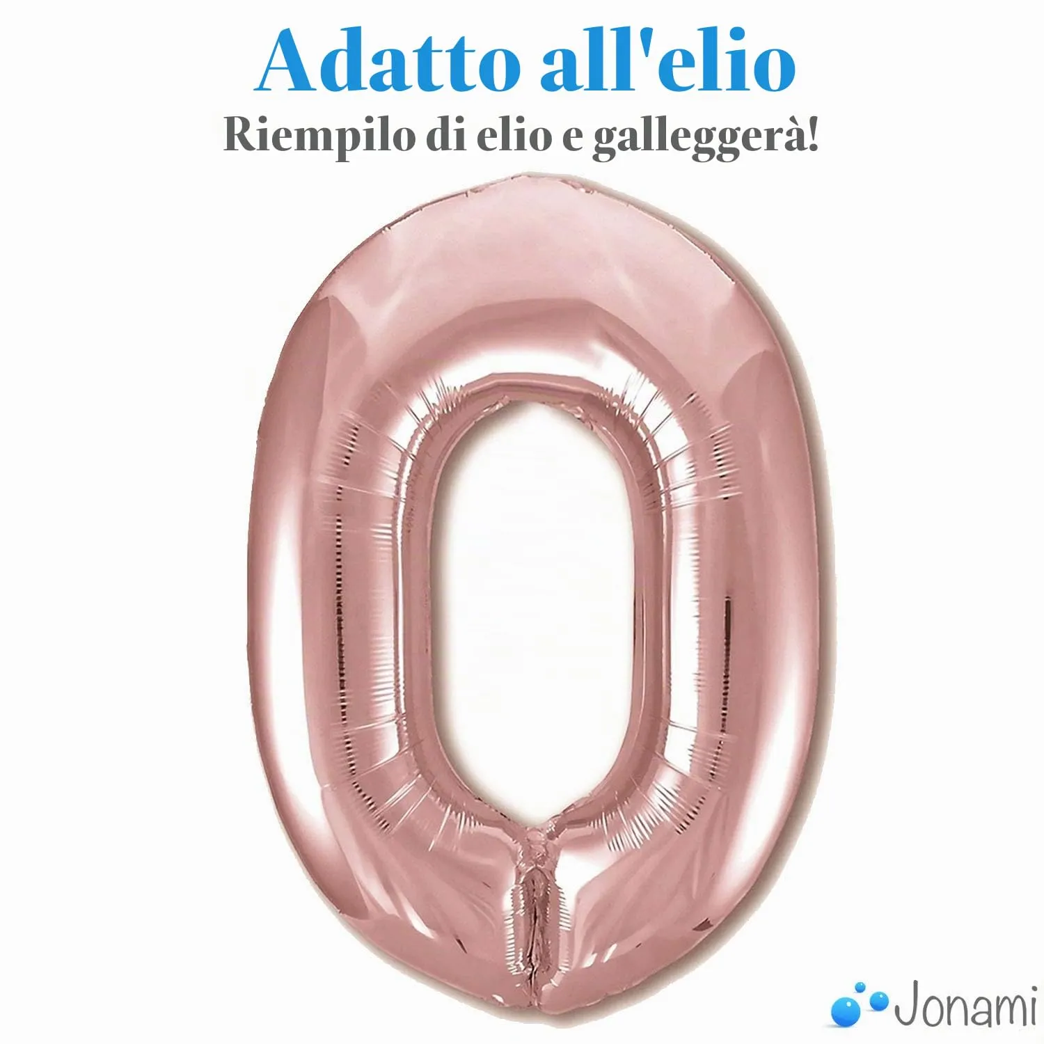 Jonami Palloncino Numero 0 Gigante Rosa Oro, 100 cm - immagine 3