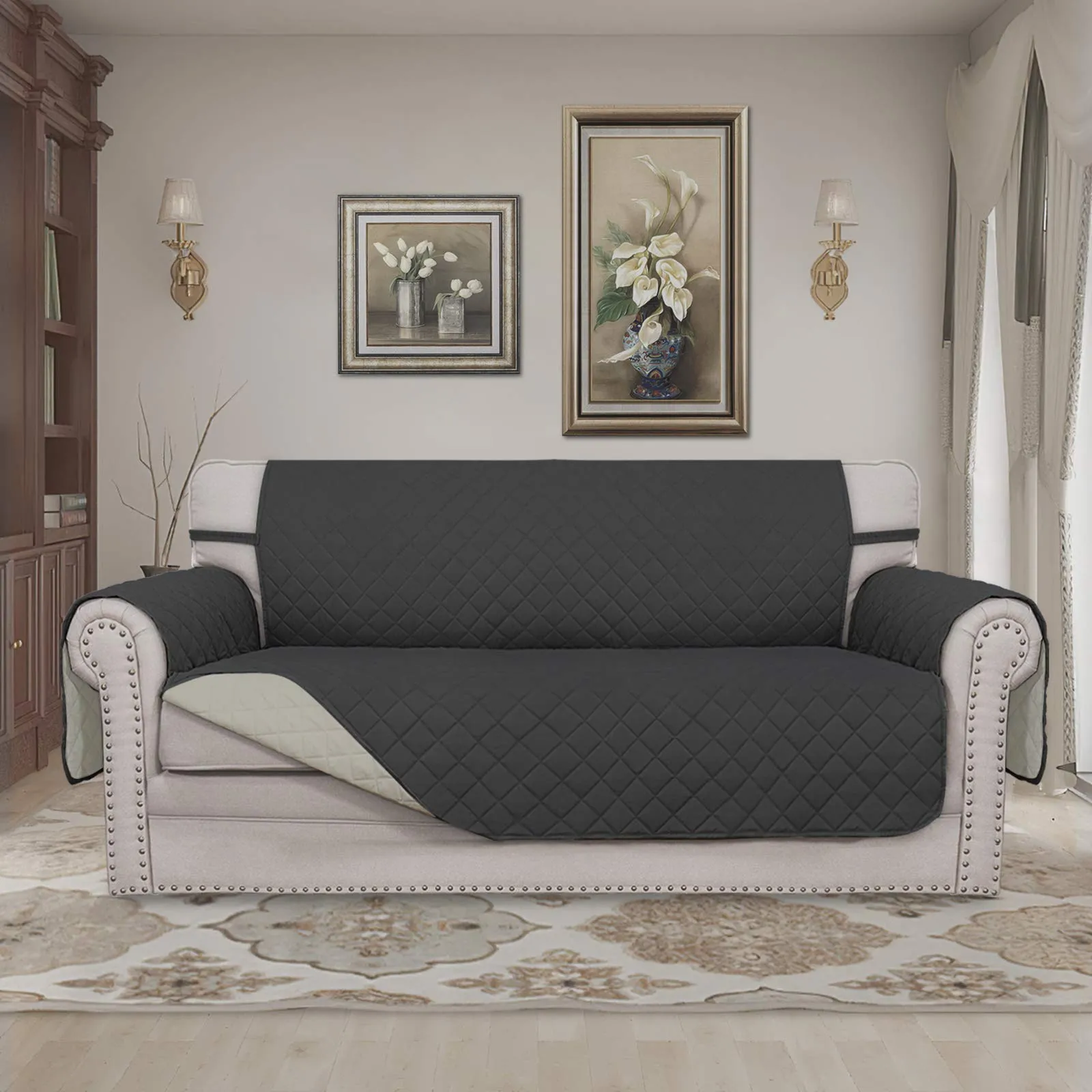 Easy-Going Copridivano Reversibile per Animali Domestici, Oversized Loveseat, Grigio Scuro/Beige - immagine 2