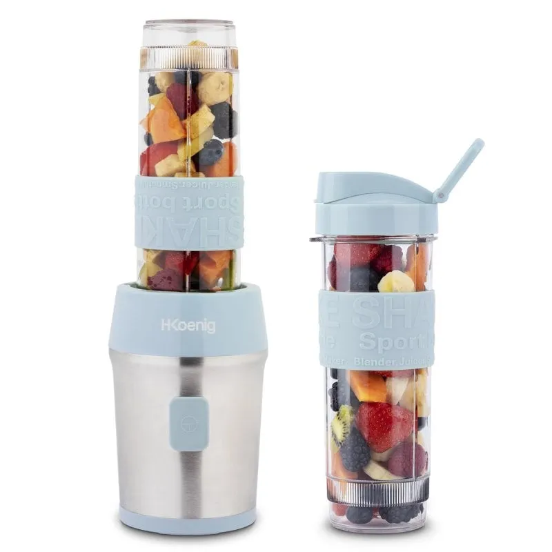 H.Koenig SMOO16 Mini Frullatore Portatile, 570ml, 300W, 2 Bottiglie Portatili e Coperchi da Viaggio - immagine 1