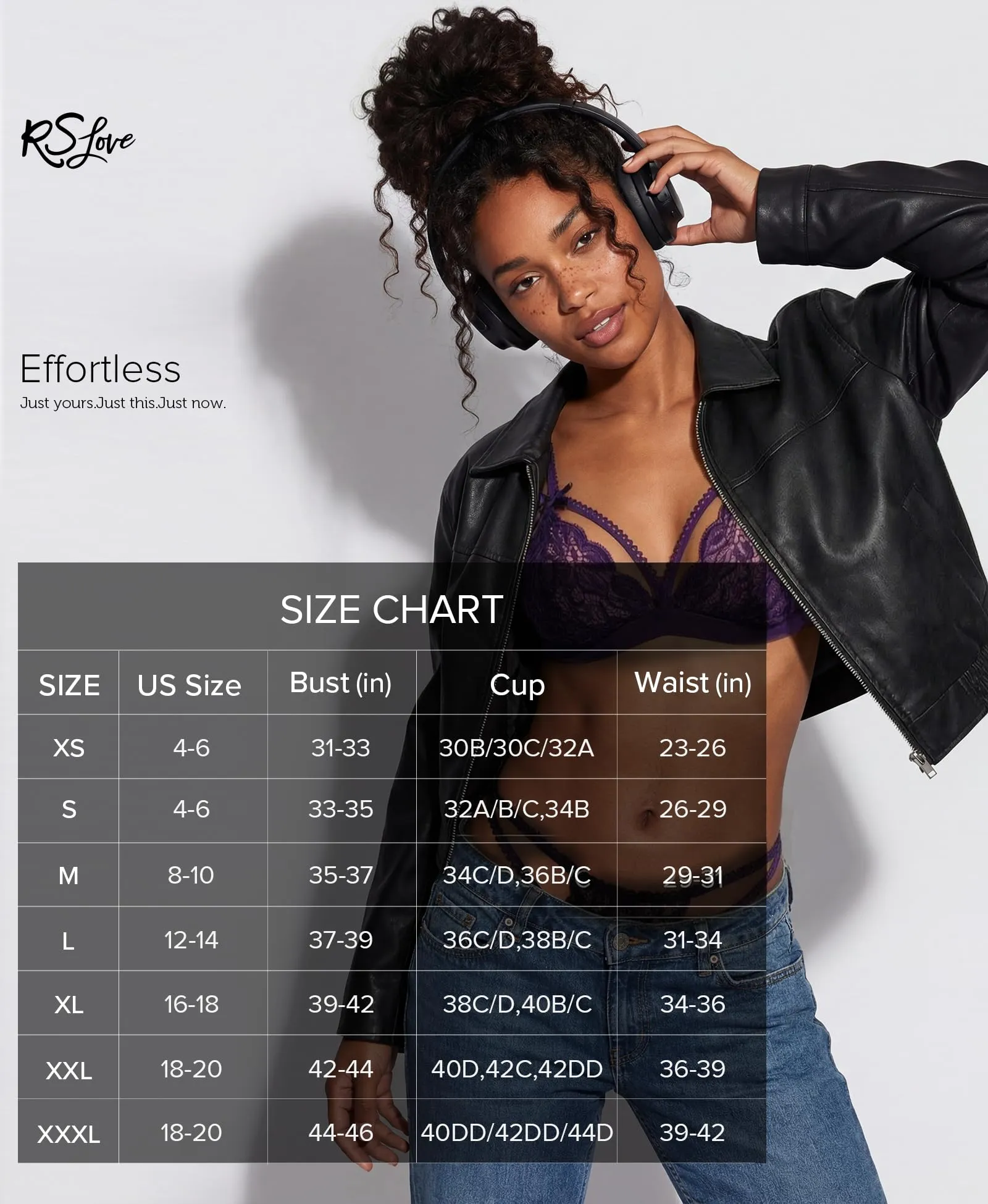 RSLOVE Body in Pizzo con Reggicalze Viola S - immagine 3