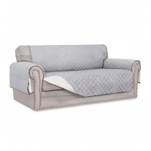 Easy-Going Copridivano Reversibile per Divano a 2 Posti, Grigio Chiaro/Avorio - immagine 7