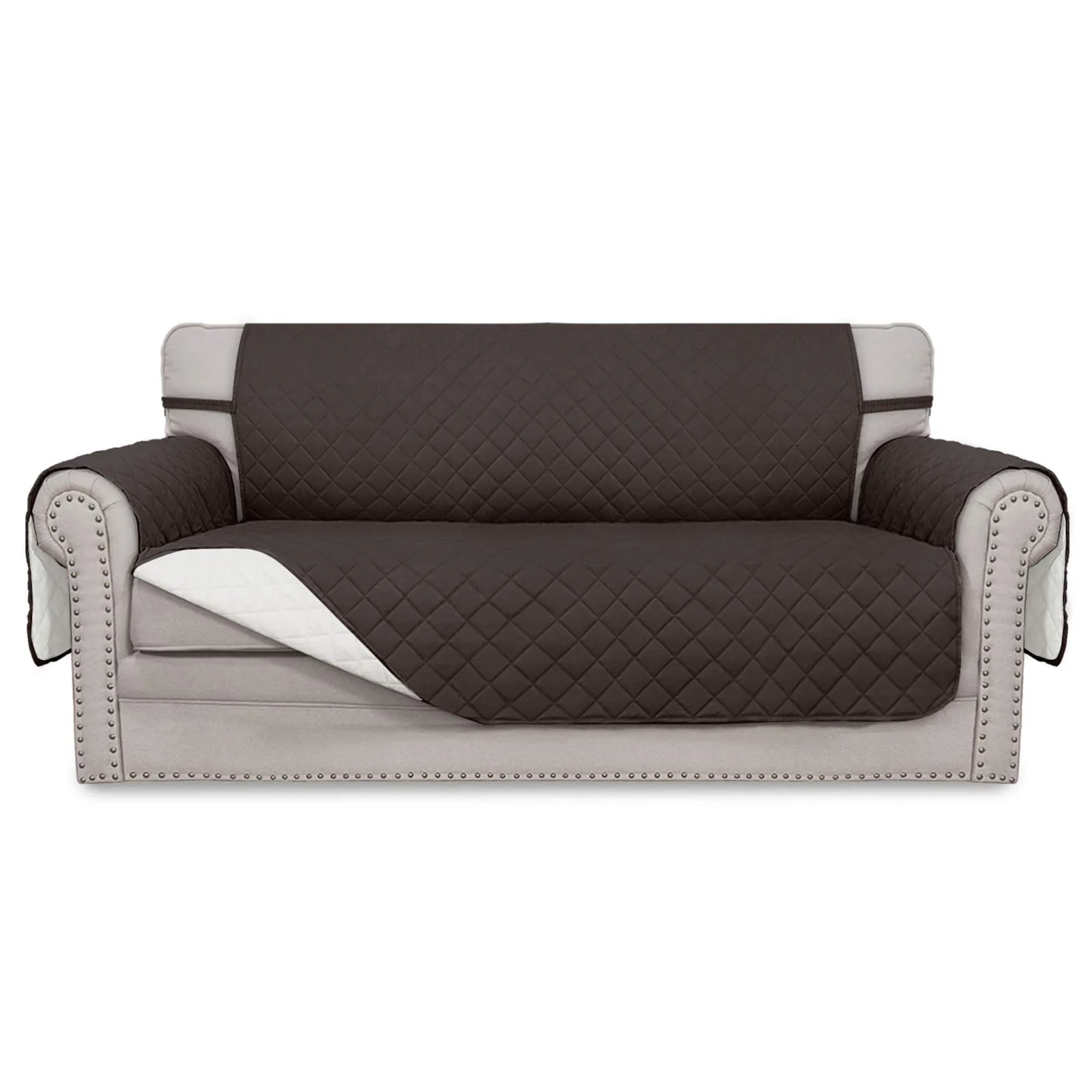 Easy-Going Copridivano Reversibile con 2 Cuscini, Divanetto Oversize, Cioccolato/Avorio - immagine 1