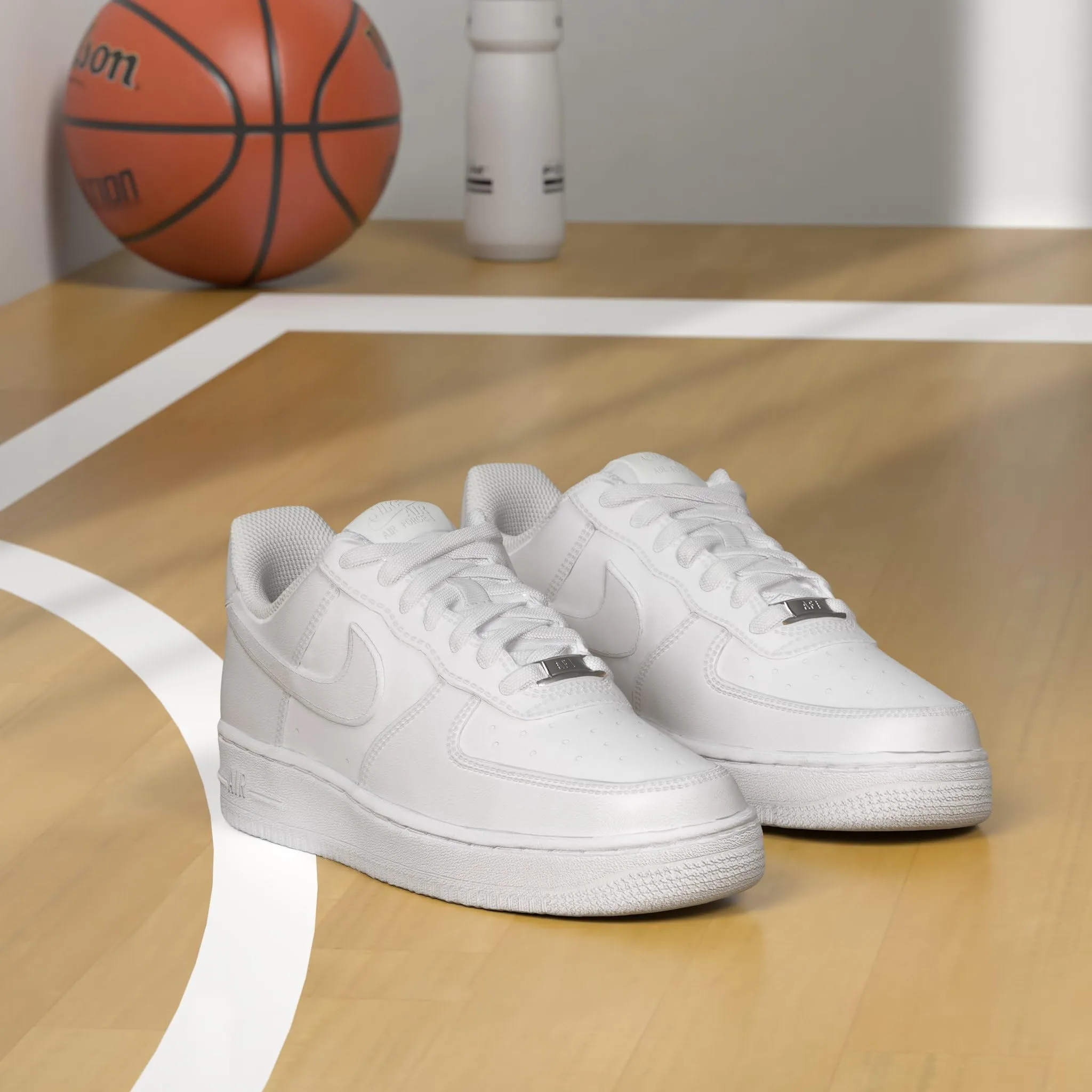 Nike Air Force 1 '07 Women's Basketball Shoes - White Metallic Logo, 43 EU - immagine 2