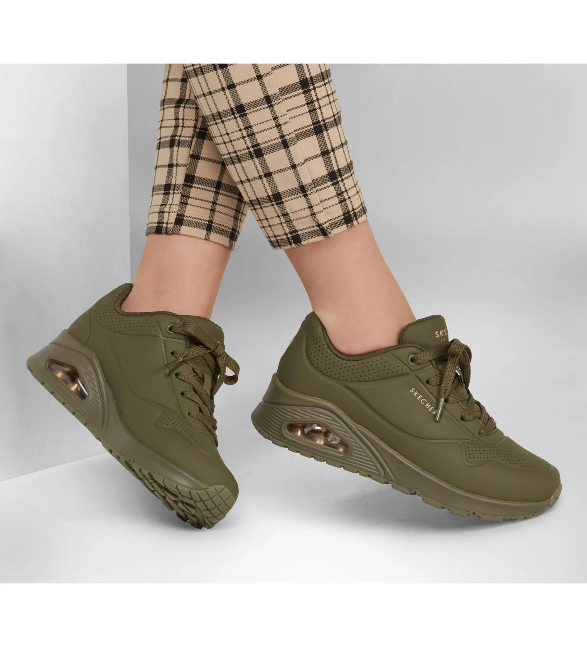 Skechers Uno Stand On Air Scarpe da ginnastica Donna, Olive Durabuck, 36.5 EU - immagine 2