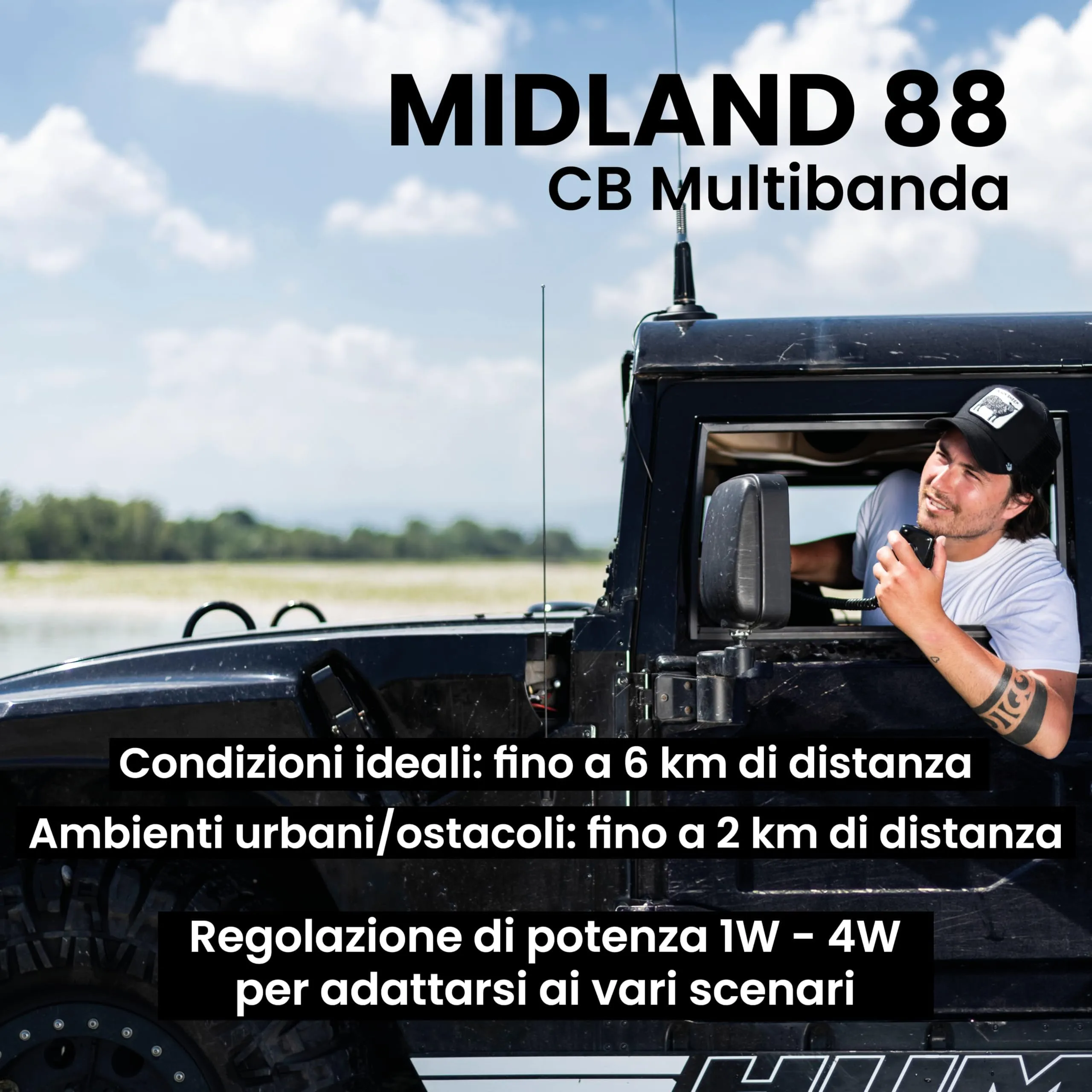 Midland M88 CB Radio Veicolare per Scomparti DIN, Display TFT, Noise Blanker/HIC, Alimentazione Universale 12/24V - immagine 6