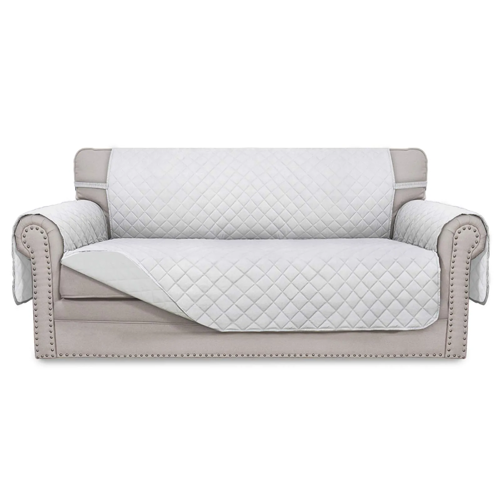 Easy-Going Copridivano Reversibile con 2 Cuscini, Bianco/Bianco, 54'' - immagine 1