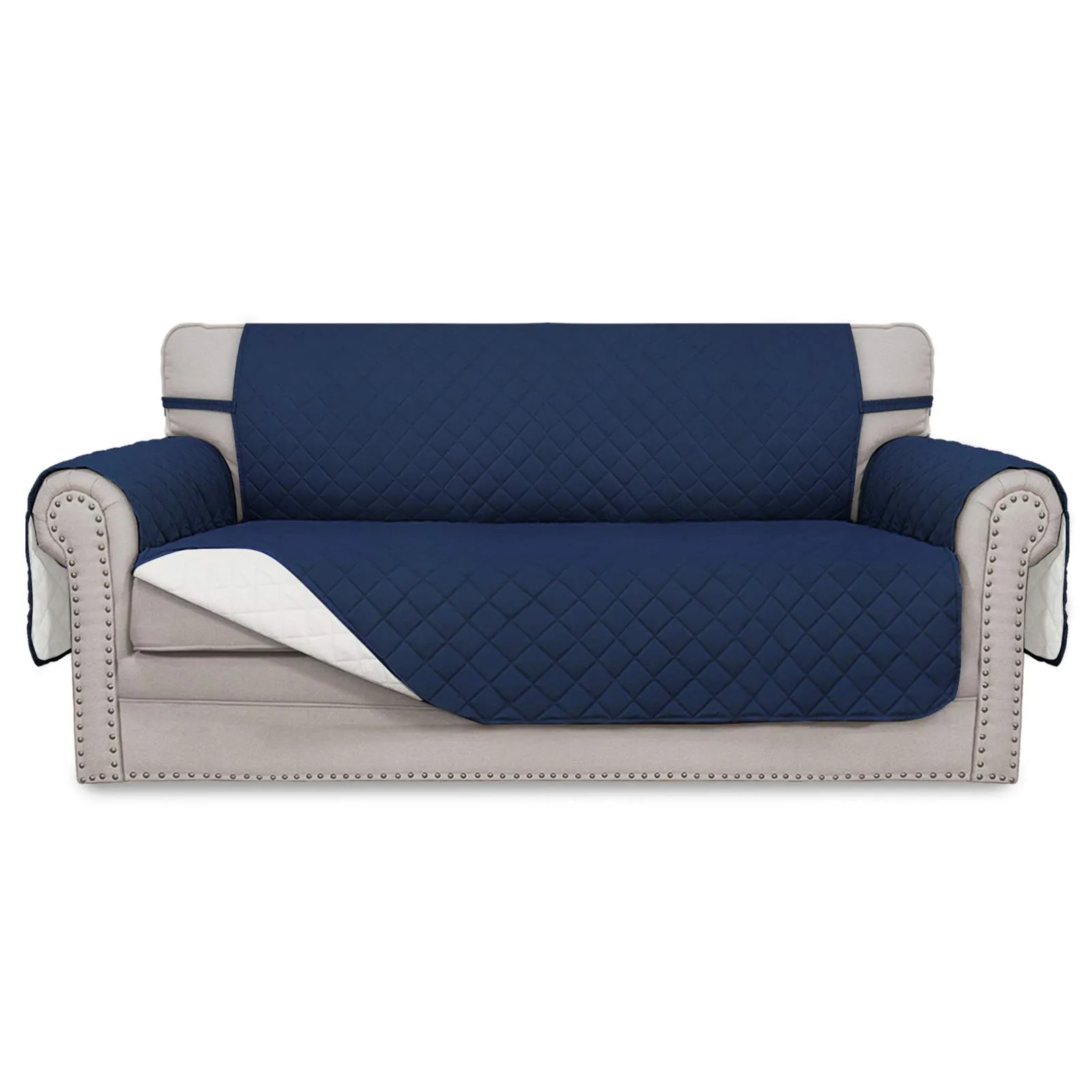Easy-Going Copridivano Reversibile per Divano a Due Posti Oversize, Blu Navy/Avorio - immagine 1