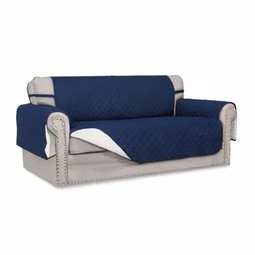 Easy-Going Copridivano Reversibile per Divano a Due Posti Oversize, Blu Navy/Avorio - immagine 7