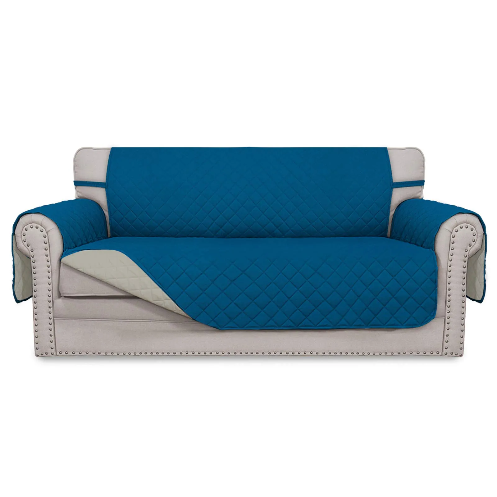 Easy-Going Copridivano Reversibile con 2 Cuscini per Animali Domestici, Oversized Loveseat, Blu Pavone/Beige - immagine 1