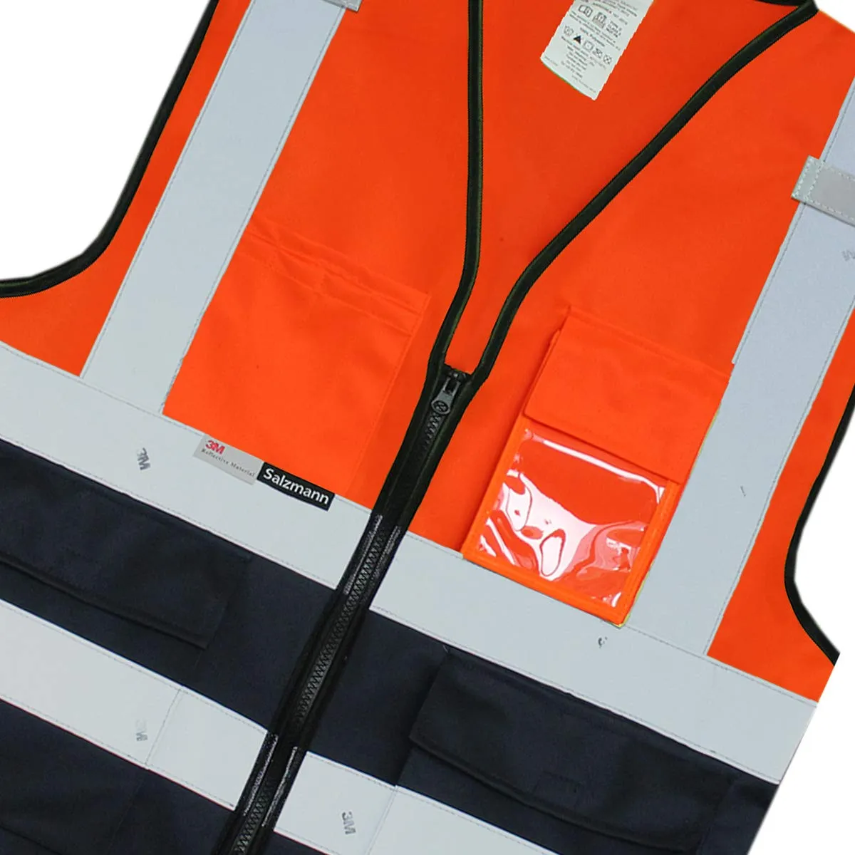 Salzmann Gilet ad alta visibilità riflettente, Arancione/Blu Navy, XXL-3XL - immagine 3