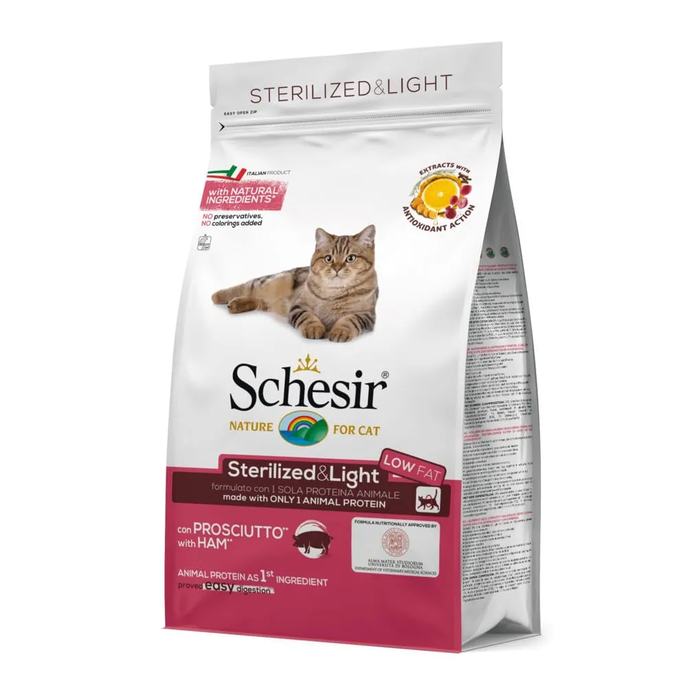 Schesir Sterilized & Light Alimento Secco per Gatti Adulti Sterilizzati con Prosciutto, 1,5 kg - immagine 3