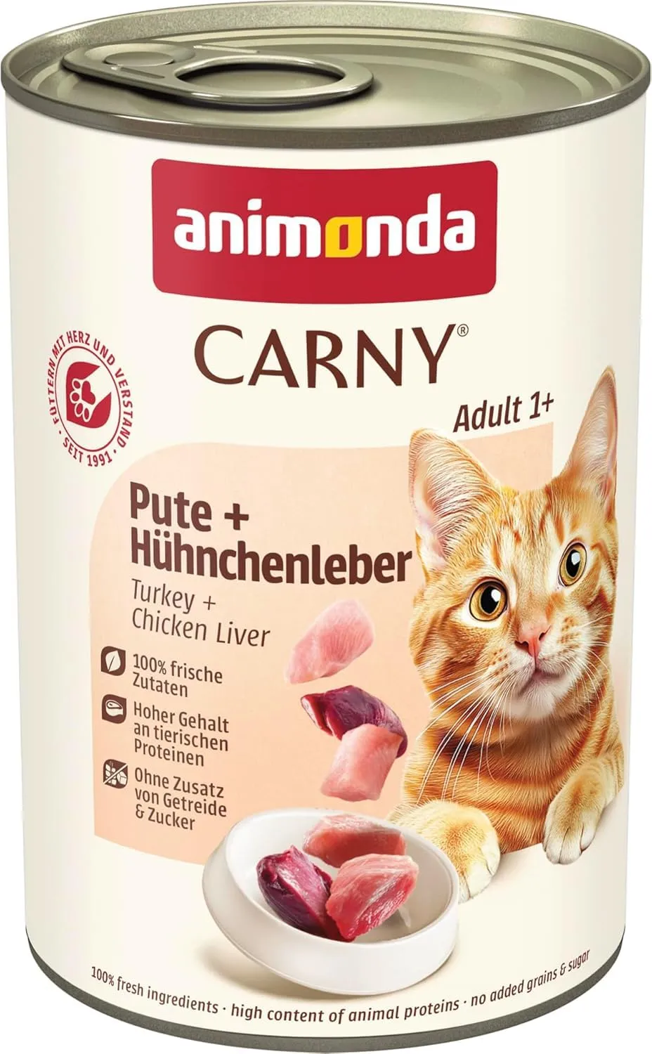 animonda Carny Adult Cibo Umido per Gatti, Tacchino e Fegato di Pollo, 6 x 400 g - immagine 1
