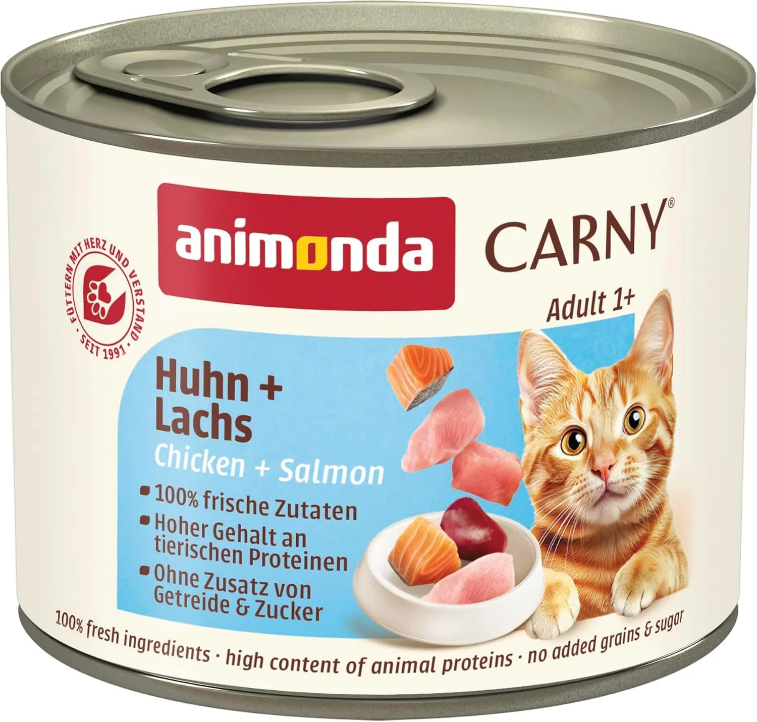 Animonda Carny Adult Cibo Umido per Gatti, Pollo + Salmone, 6 x 200 g - immagine 1