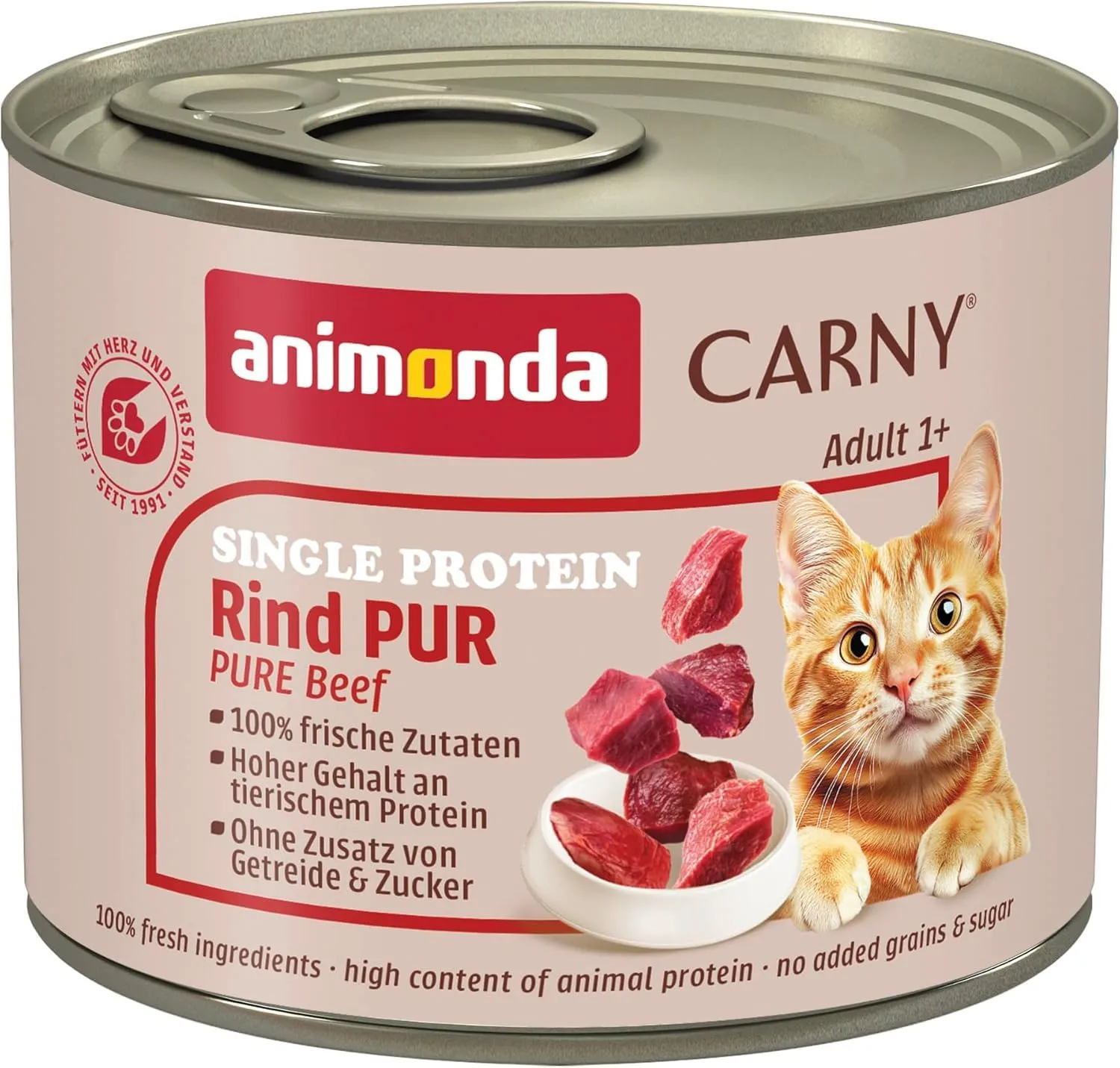 animonda Carny Adult Cibo Umido per Gatti Proteina Singola Manzo Puro 6 x 200 g - immagine 1