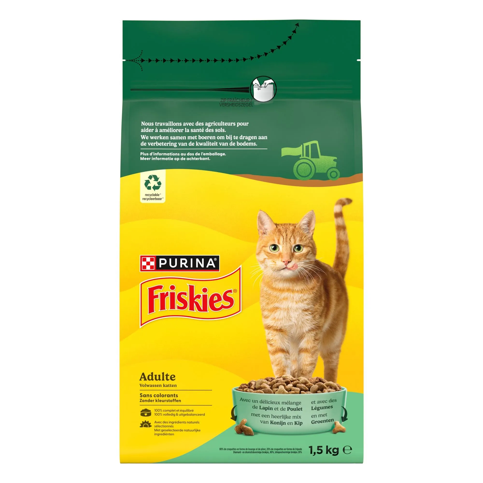 Friskies Coniglio, Pollo e Verdure, Crocchette per gatti adulti, 1,5 kg - immagine 2